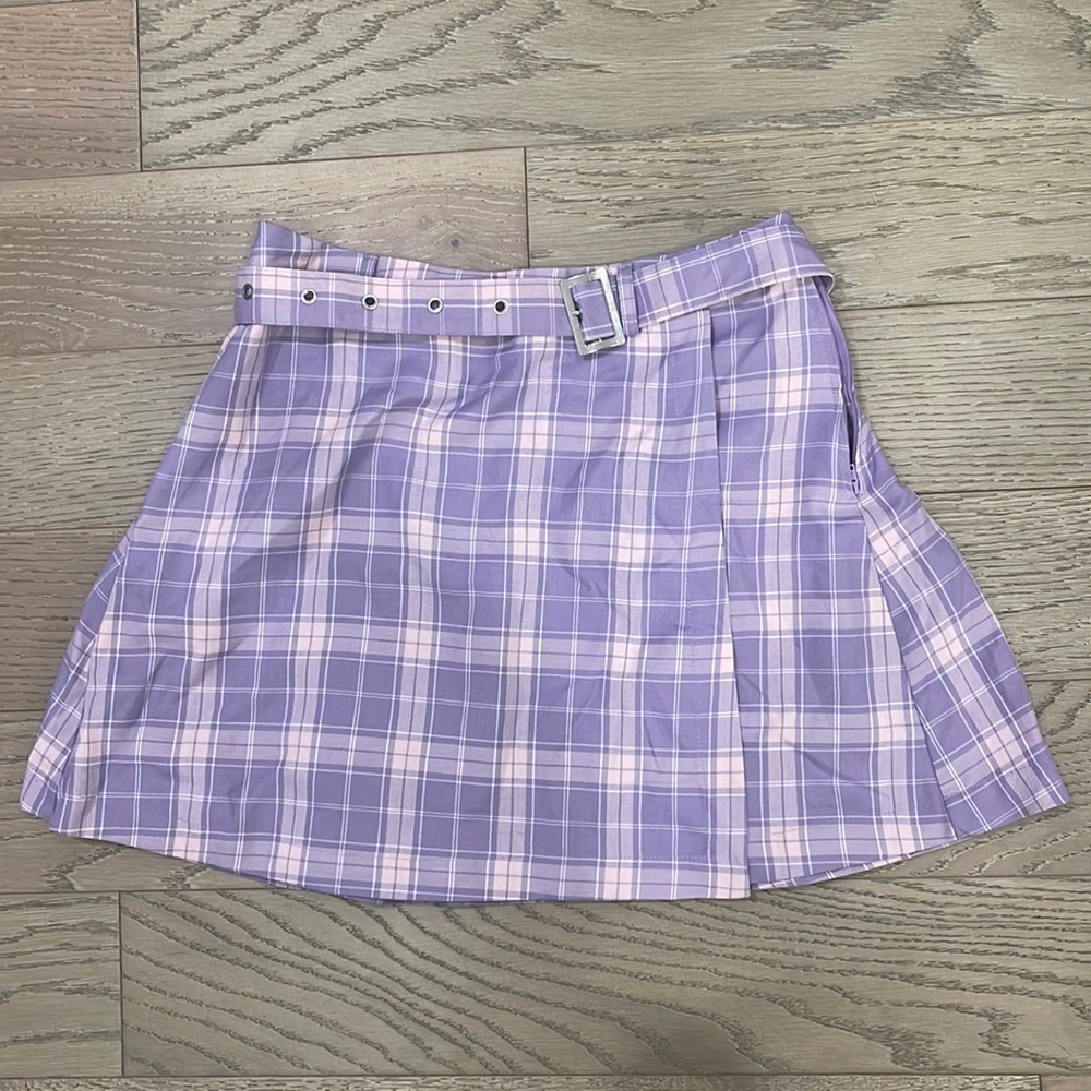 Purple and Pink Plaid Skirt Size M